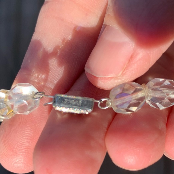 Art Deco Signed Glass Signed Sterling Necklace - Picture 4 of 4